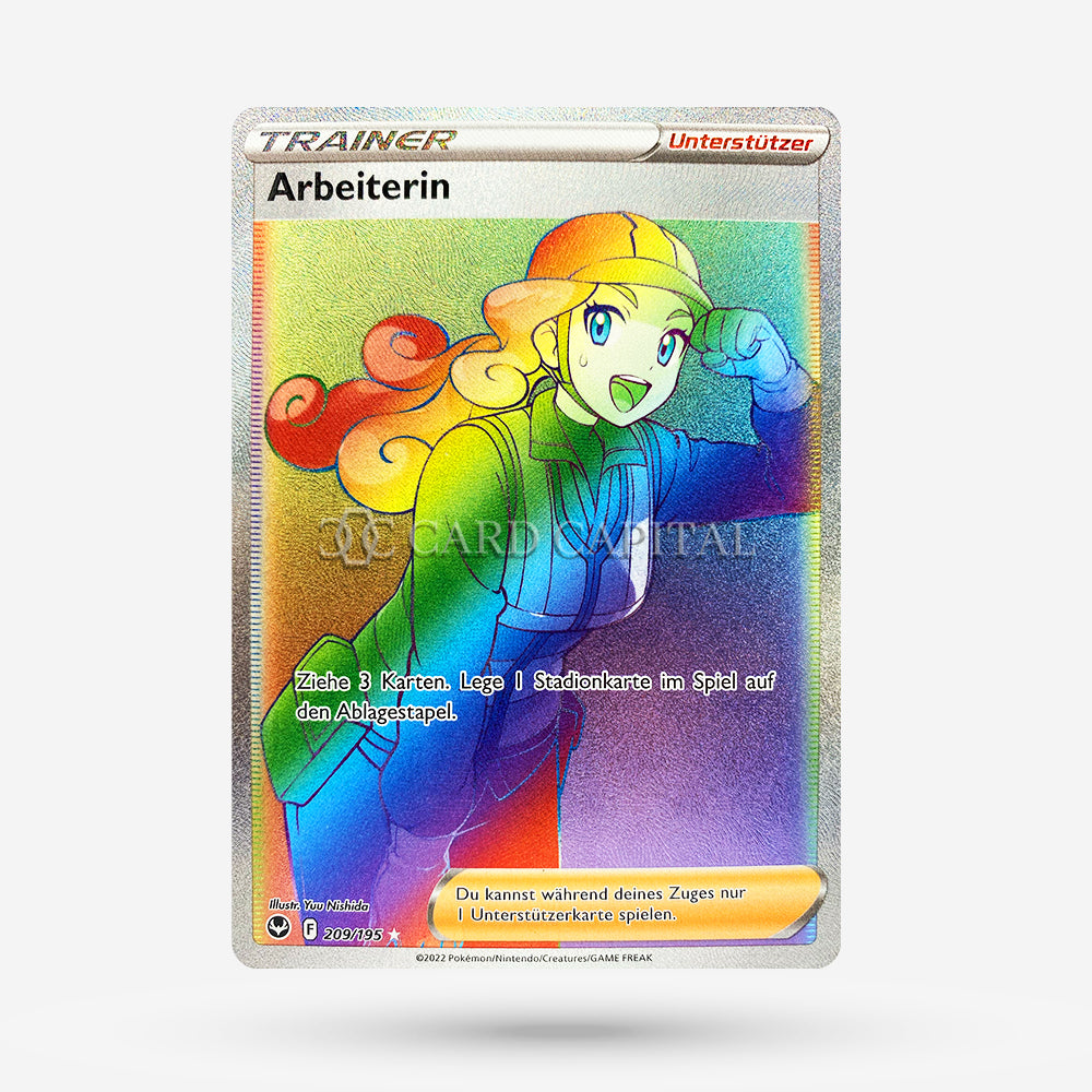 worker pokemon card Pokemon Sword & Shield Silver Tempest Secret Rare Worker #209 (Secret)