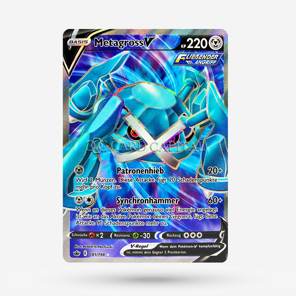 Pokemon Trading Card Game Sword & Shield Chilling Reign Ultra Rare Metagross V #181 Pokemon Trading Card Game Sword & Shield Chilling Reign Ultra Rare Metagross V #181