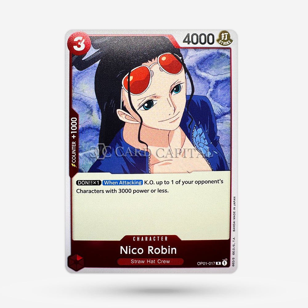 one piece card game nico robin One Piece Trading Card Game Romance Dawn Rare Nico Robin OP01-017